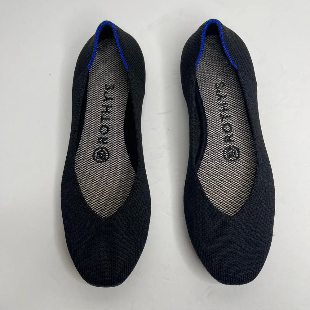Rothy's The Square Black Women's Slip On Ballet Flat Shoes Textile Size 6